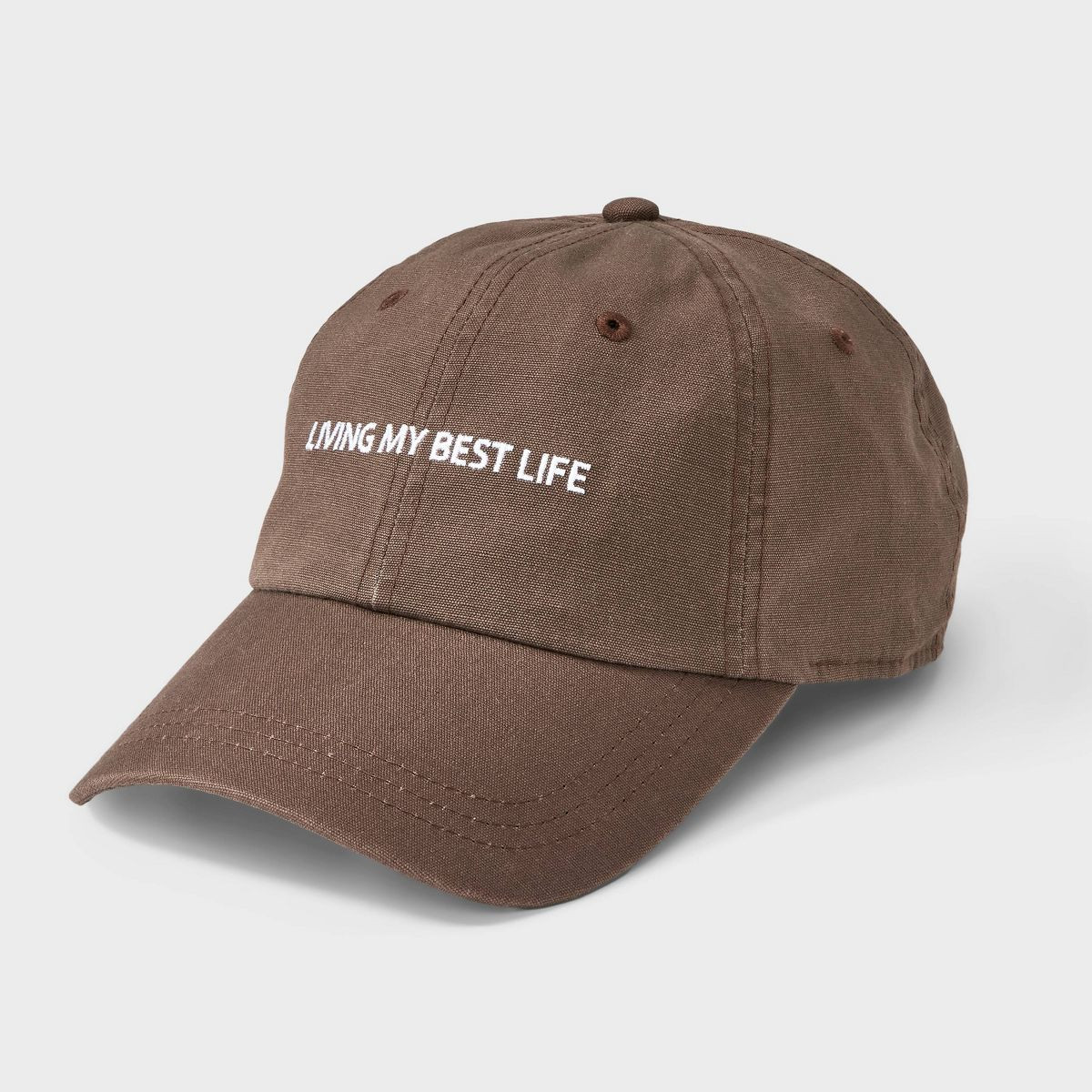 Women's Living My Best Life Cotton Baseball Hat - Universal Thread™ Brown: Adjustable Canvas Ca... | Target