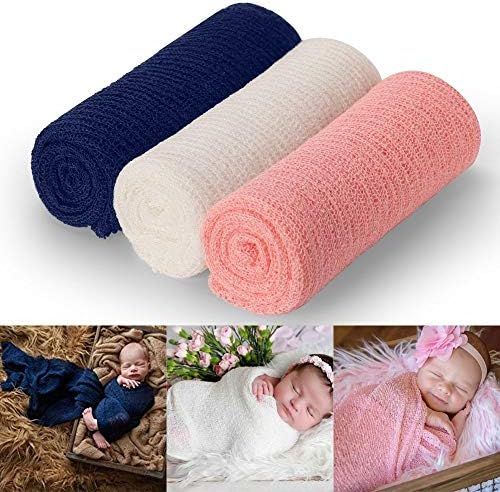 Newborn Photography Props, 3 Pcs Baby Stretch Wraps, Professional Baby Photo Props Long Ripple Wr... | Amazon (US)