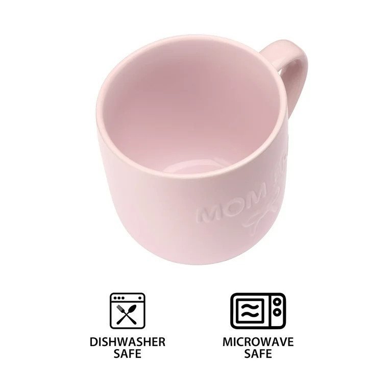 Mainstays 16.9-oz Pink Embossed Mom Era & Bow Glazed Ceramic Mug | Walmart (US)