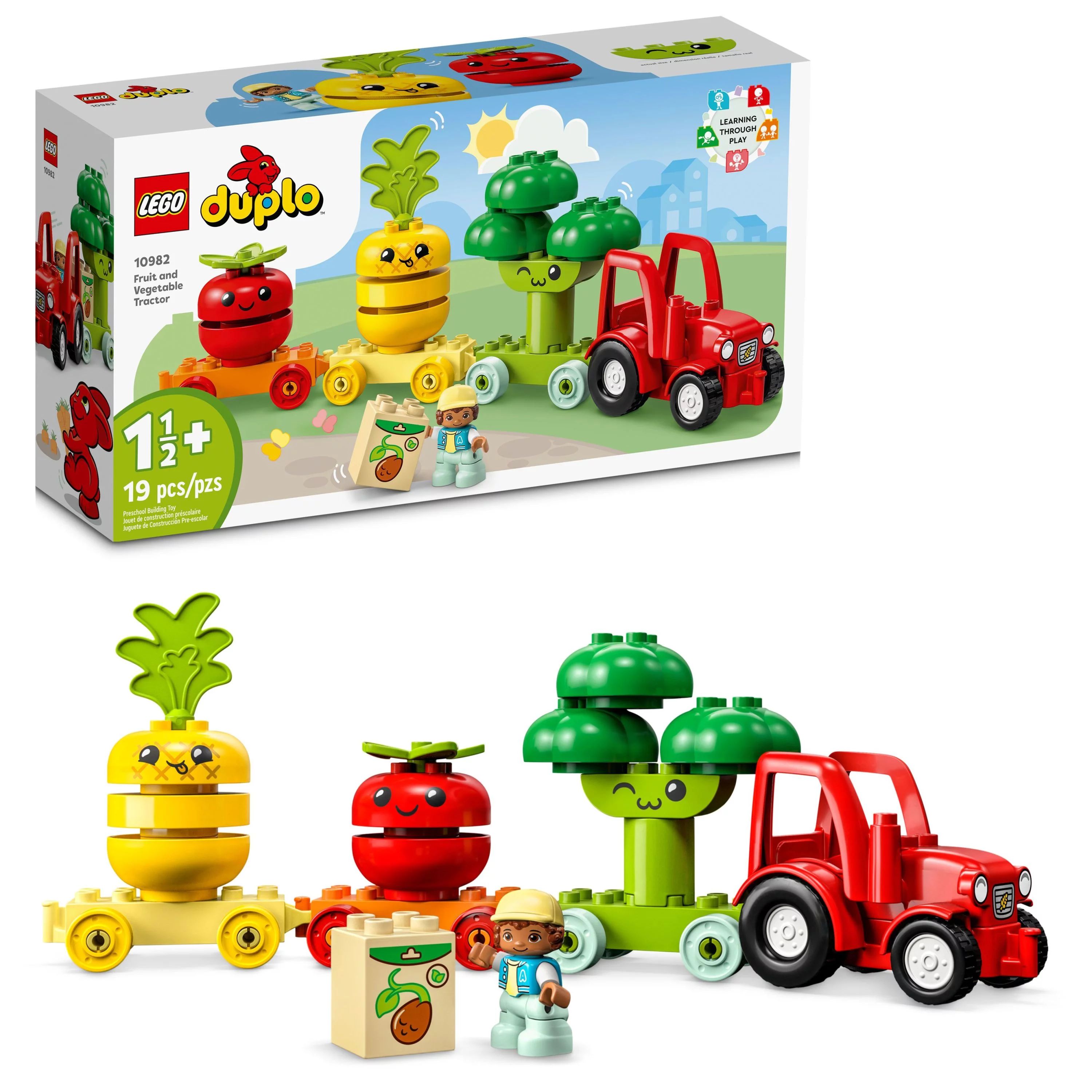 LEGO DUPLO My First Fruit and Vegetable Tractor Toy 10982, Stacking and Color Sorting Toys for Ba... | Walmart (US)