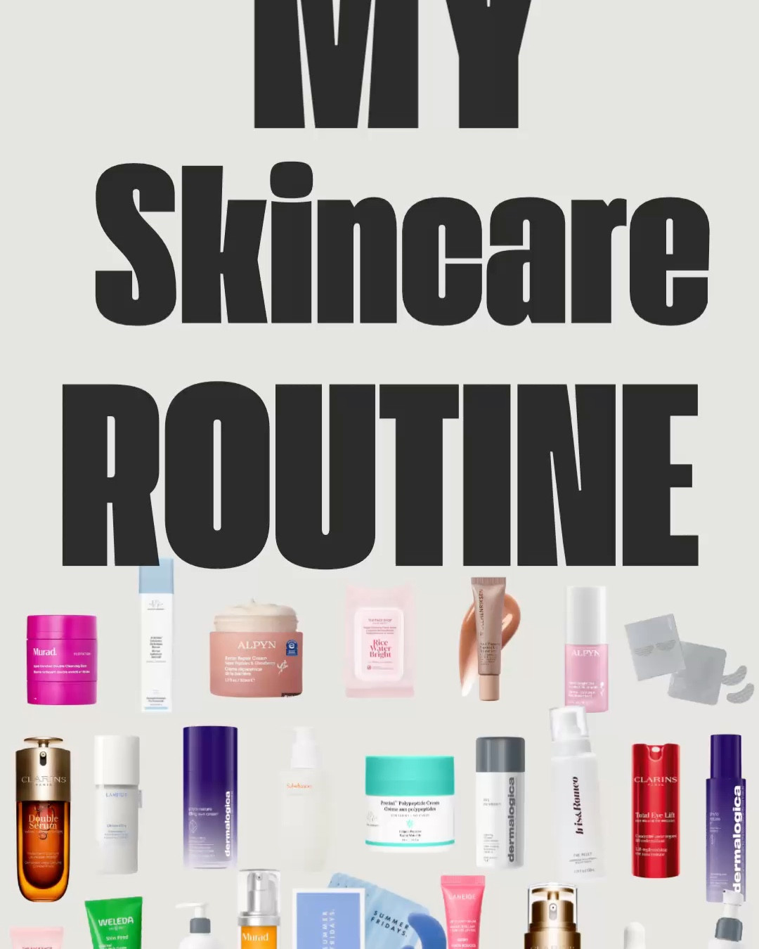 My skincare routine  simple, intentional, and focused on hydration, barrier repair, and protecting my skin.

Instead of using a hundred products, I focus on a few powerful steps that keep my skin balanced, smooth, and glowing.

Makeup Removal
Before cleansing, I always break down makeup and sunscreen with an oil-based remover. Cleansing balms and oils dissolve makeup much better than regular cleansers and leave the skin soft instead of stripped.

Gentle Cleansing
At night I cleanse to remove buildup from the day. On exfoliation nights, I like using a glycolic cleanser first to prep the skin and loosen dead skin cells.

Hydration Layer
After cleansing I focus on hydration. Treatment lotions and milky toners prep the skin so serums absorb better and help keep the skin plump and balanced.

Exfoliation
I exfoliate about twice a week to keep texture smooth and pores clear. Gentle powder exfoliants and leave-on exfoliating treatments help resurface the skin without being too harsh.

Eye Care
The skin around the eyes is delicate, so I rotate eye serums and creams that help firm, brighten, and smooth fine lines. Eye patches are also great for extra hydration and depuffing.

Moisturizers
During the day I prefer lightweight peptide moisturizers. At night I focus on richer creams that support the skin barrier and lock in moisture.

Lip Care
Hydrated lips are part of skincare too. Peptide lip treatments and hydrating balms keep lips smooth, soft, and nourished.

Sunscreen (non-negotiable)
SPF is the most important step in any routine. Daily sunscreen helps protect against sun damage, hyperpigmentation, and premature aging.