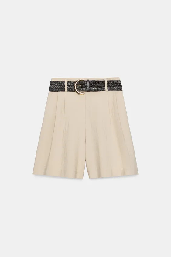 BELTED DARTED BERMUDA SHORTS | Zara US