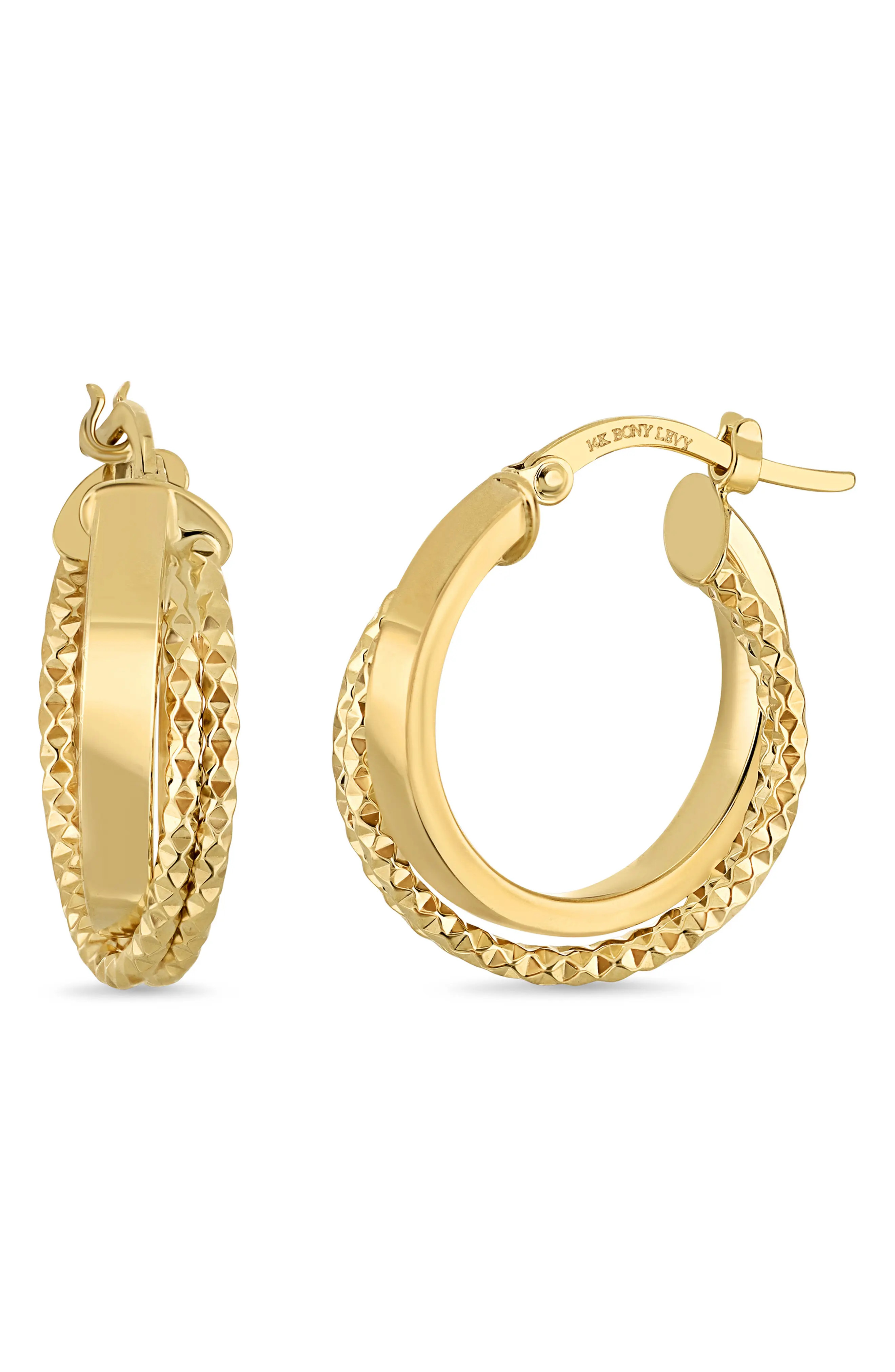 14K Gold Diamond Cut Triple Hoop Earrings (Online Trunk Show) (Women) | Nordstrom | Nordstrom