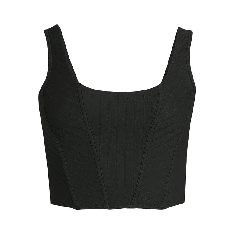 No Boundaries Juniors Ribbed Square Neck Bustier | Walmart (US)