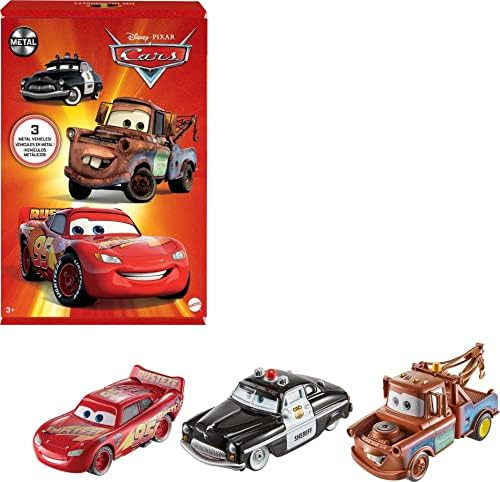 Disney Pixar Cars Toys, Radiator Springs 3-Pack with Lightning McQueen, Mater and Sheriff Die-Cas... | Amazon (US)