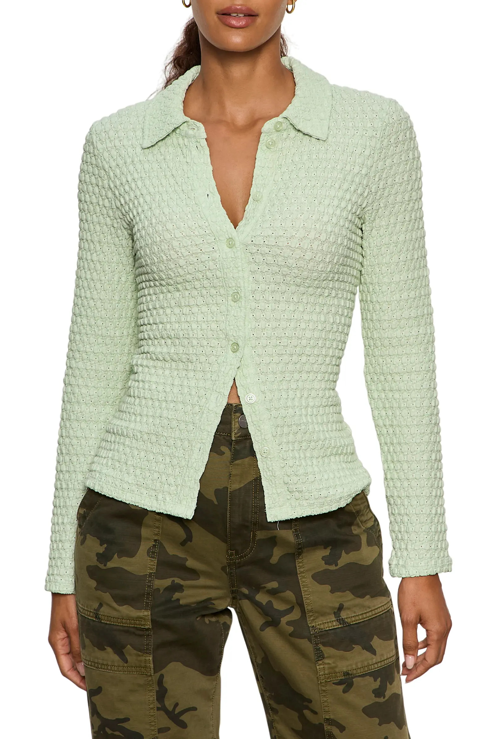Dreamer Textured Bubble Knit Button-Up Shirt | Nordstrom