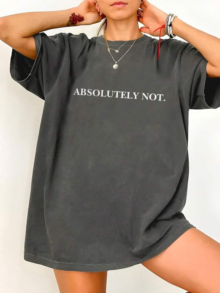 INAWLY Women T-Shirts Absolutely Not Shirt, Statement Tee, Mom Dad Life Shirt, Comfort Color Shirt, Funny Gift Friend Gift, Fashion Now, Fashion Tee Tops Shirts, Aesthetic T-Shirts, Siblings Gift, Gift For Sister, Funny T-Shirts | SHEIN