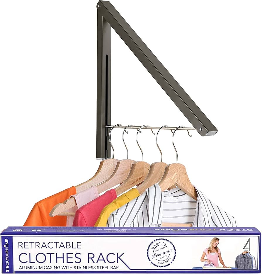 Stock Your Home Retractable Clothes Rack, Wall Mounted Laundry Drying Racks, Folding Wall Mount C... | Amazon (US)