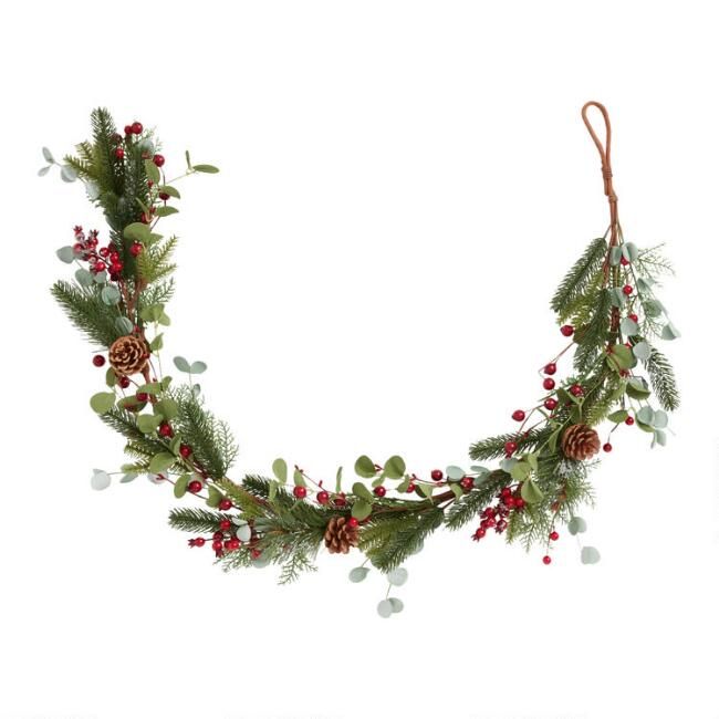 Faux Eucalyptus and Pine with Red Berries Garland | World Market