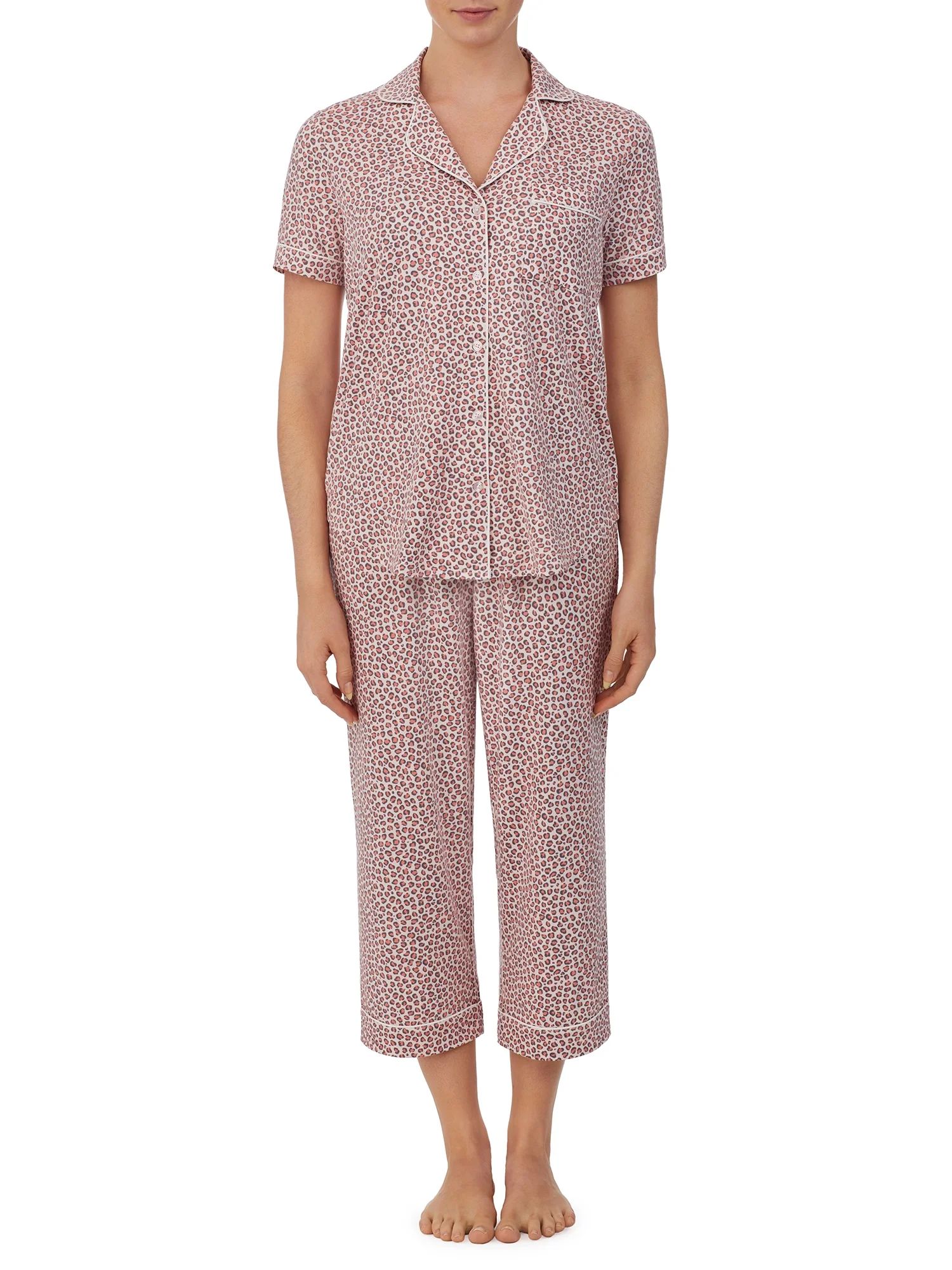 Secret Treasures Women's and Women's plus Traditional Short Sleeve Notch Collar Knit PJ - Walmart... | Walmart (US)