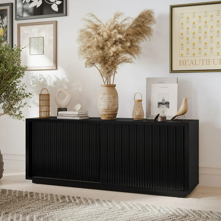 Beautiful Fluted TV Stand for TV’s up to 70” by Drew Barrymore, Rich Black Finish | Walmart (US)