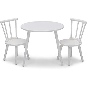 Delta Children Homestead Kids Table & 2 Chairs Set - Ideal for Arts & Crafts, Bianca White | Amazon (US)