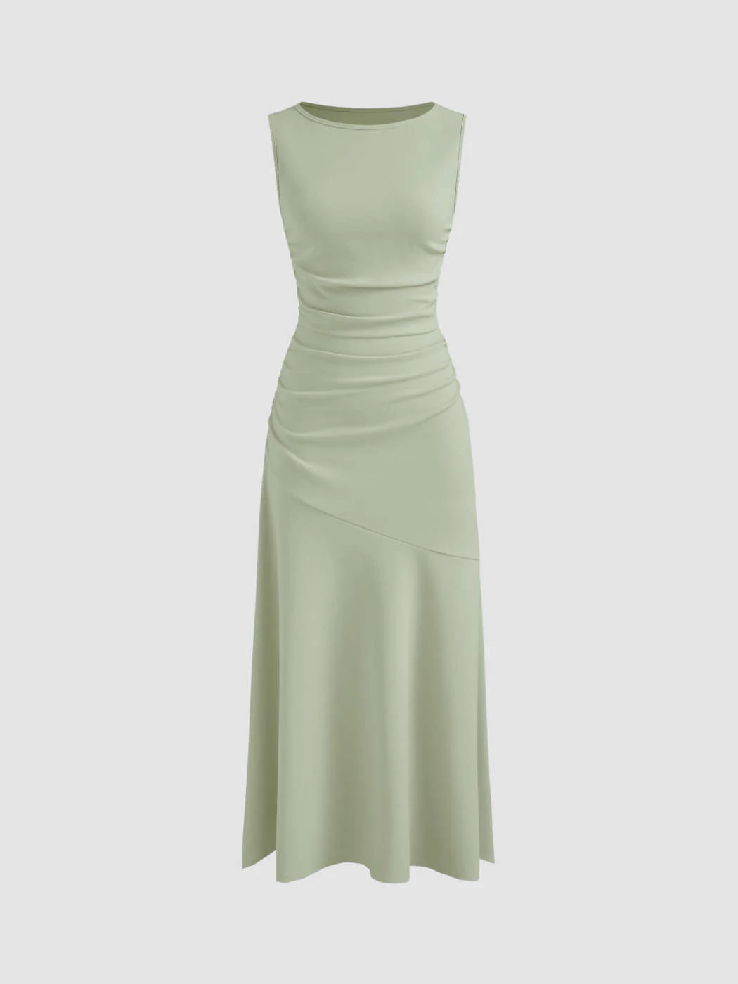 Boat Neck Solid Ruffle Ruched Maxi Dress CHF 39.90Hot | Cider