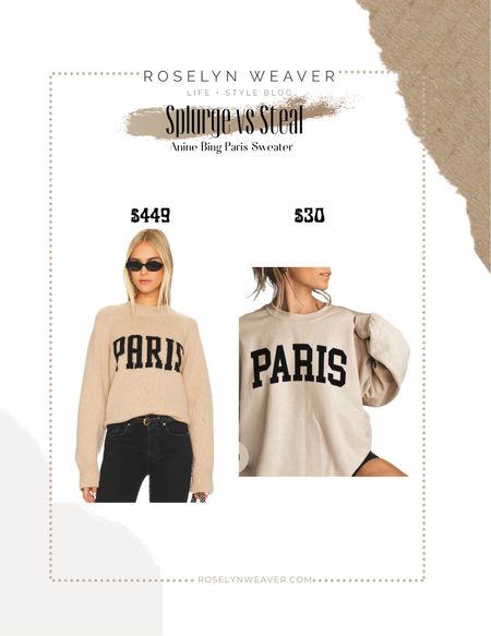 Splurge vs save - Anine Bing Paris sweater 

#LTKstyletip #LTKsalealert #LTKfindsunder50
