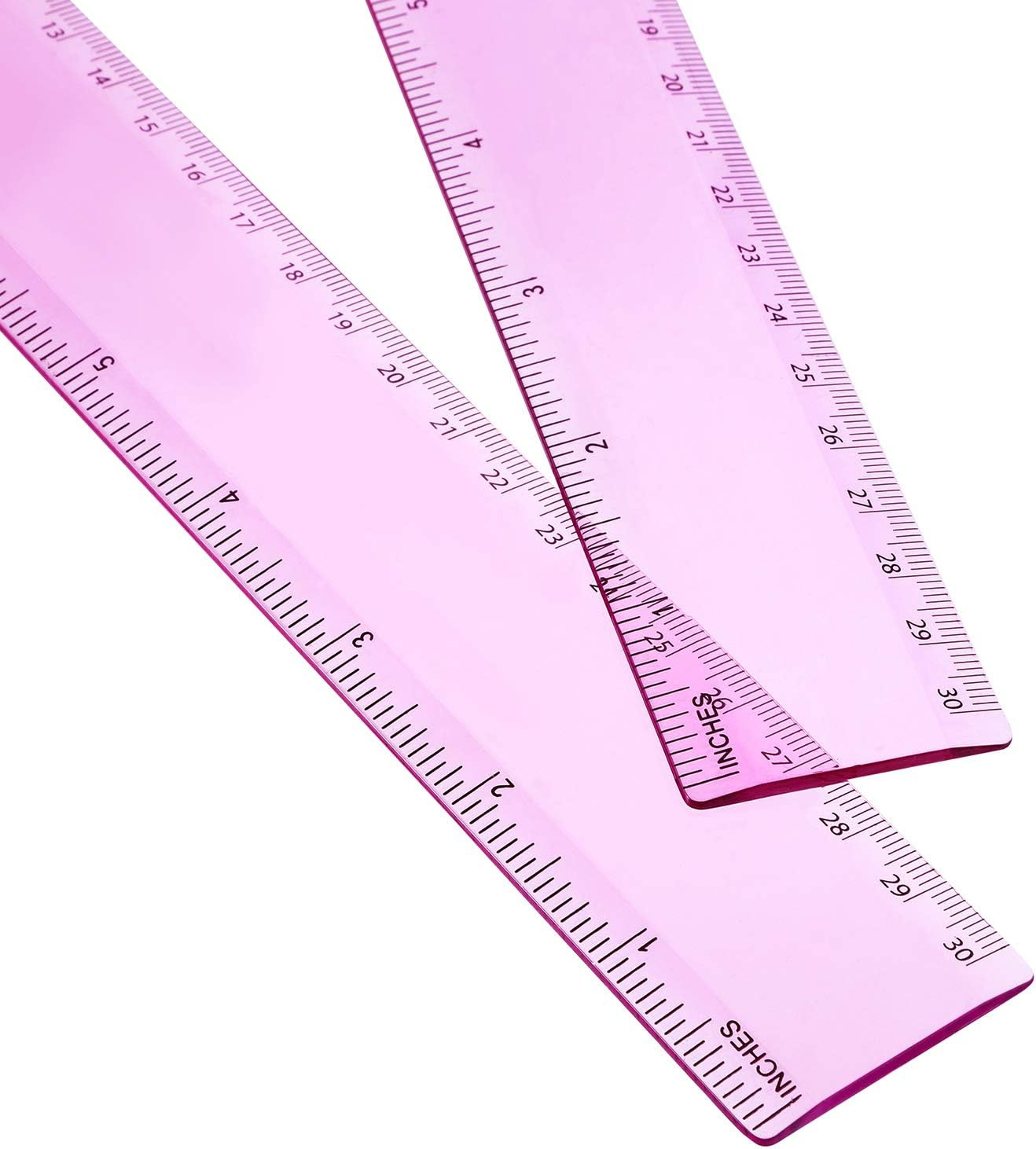2 Pack Plastic Ruler Straight Ruler Plastic Measuring Tool for Student School Office (Pink, 12 In... | Amazon (US)