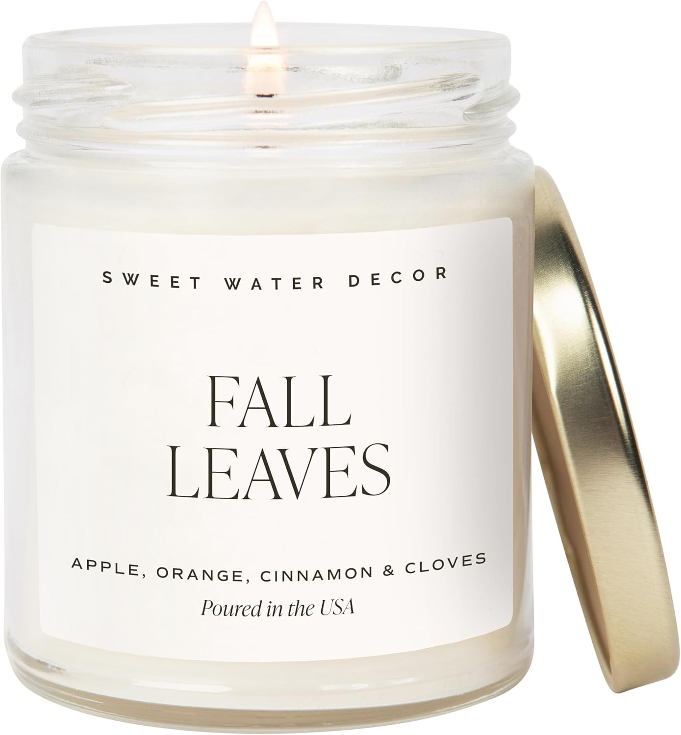 Sweet Water Decor Fall Leaves Candle, Thanksgiving Autumn Scent, 9oz Jar | Amazon (US)