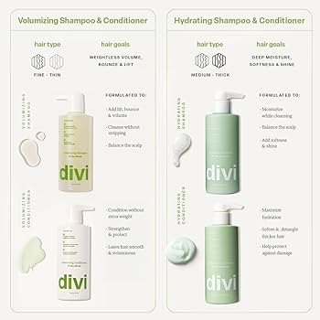 Divi Hydrating Shampoo and Conditioner Set, 2 x 12 oz, Moisturizing for Thicker Hair | Amazon (US)