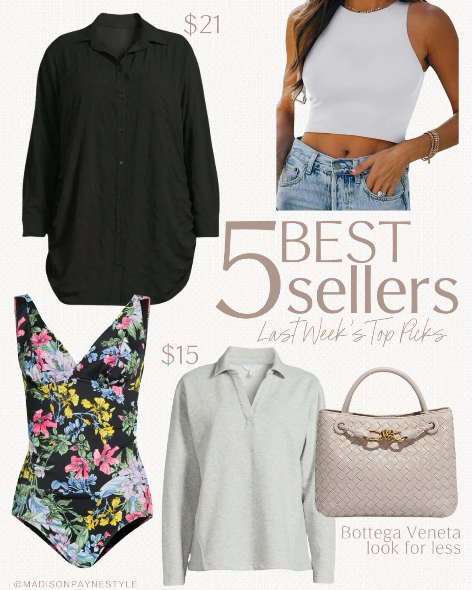 WALMART swimsuit was a best seller last week 🥰 the cropped tank come in a lot of color options. The coverup is $21, also comes in white. The pullover is only $15, comes in multiple colors. And the woven handbag is a Bottega Veneta look for less. It comes in a small, medium, and large

Walmart Swim, Walmart Swimsuit, Swimsuit, Walmart Outfit, Summer Outfit, Madison Payne

#LTKSeasonal #LTKstyletip #LTKfindsunder50