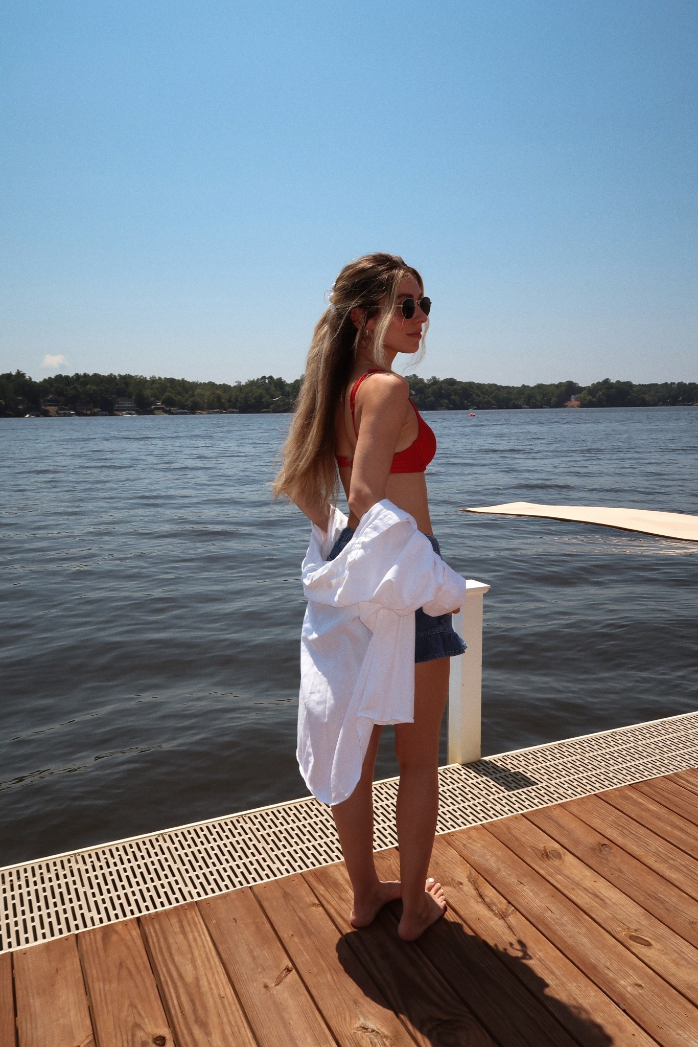 lake ootd — bikini is a target find and under $30! Size xs in the top and bottoms. Ruffle denim shorts are from American Eagle and run a little big — wearing a xs but could have sized down. I’m typically a size 24! White button down is old but linking similar 

#LTKFindsUnder100 #LTKFindsUnder50 #LTKStyleTip