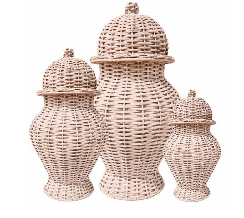 Pale Pink Wicker Jar (3 Sizes) | The Enchanted Home
