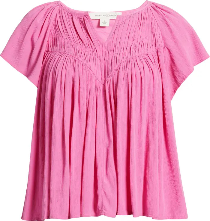 Treasure & Bond Shirred Raglan Sleeve Gauze Top | Nordstrom | Nordstrom