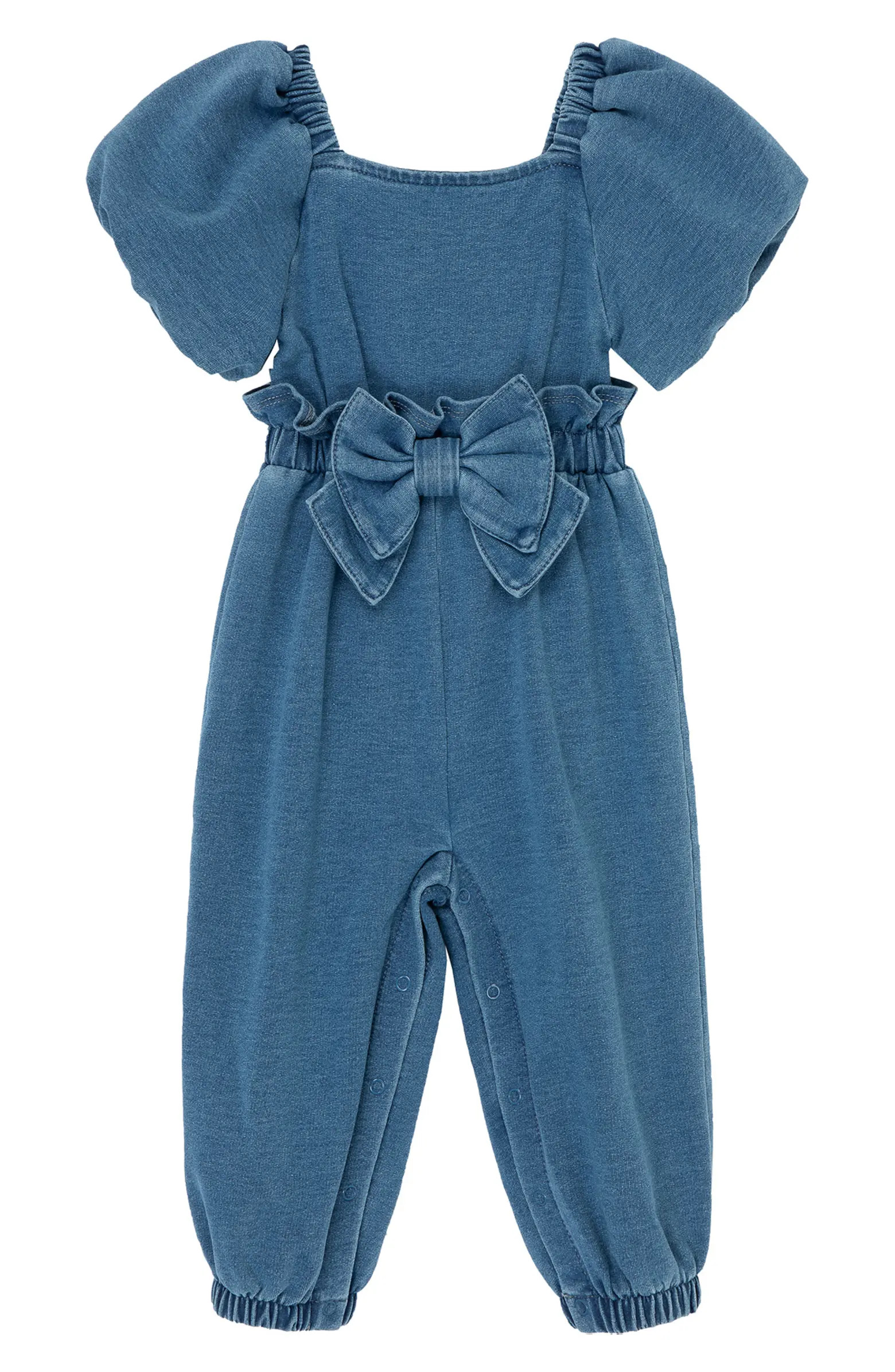Puff Sleeve Indigo Knit Jumpsuit | Nordstrom