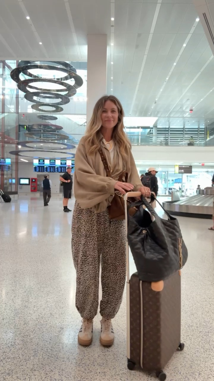Today’s travel outfit! ✈️ 
Amazon leopard sweatpants size small
Amazon lightweight jacket size small 
Quince tshirt size small
Adidas platform sneakers run tts

#LTKNYFW #LTKStyleTip #LTKPetite