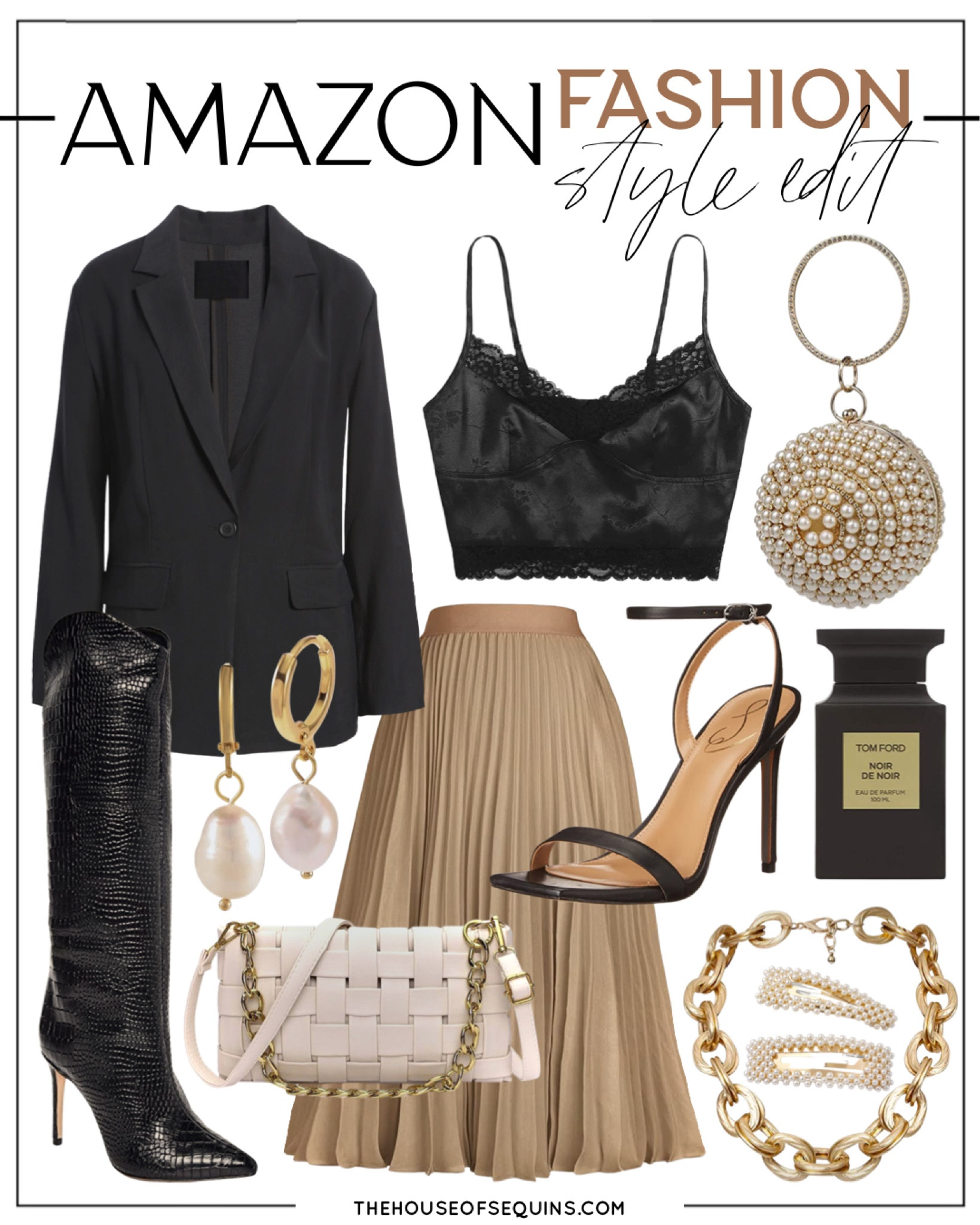 Shop this Amazon Fashion date night or Valentines Day outfit! Pleated skirt, lace cami, oversized blazer, Pearl clutch, braided bag, tall croc boots

Follow my shop @thehouseofsequins on the @shop.LTK app to shop this post and get my exclusive app-only content!

#liketkit 
@shop.ltk
https://liketk.it/40SWi

#LTKunder100 #LTKstyletip #LTKsalealert