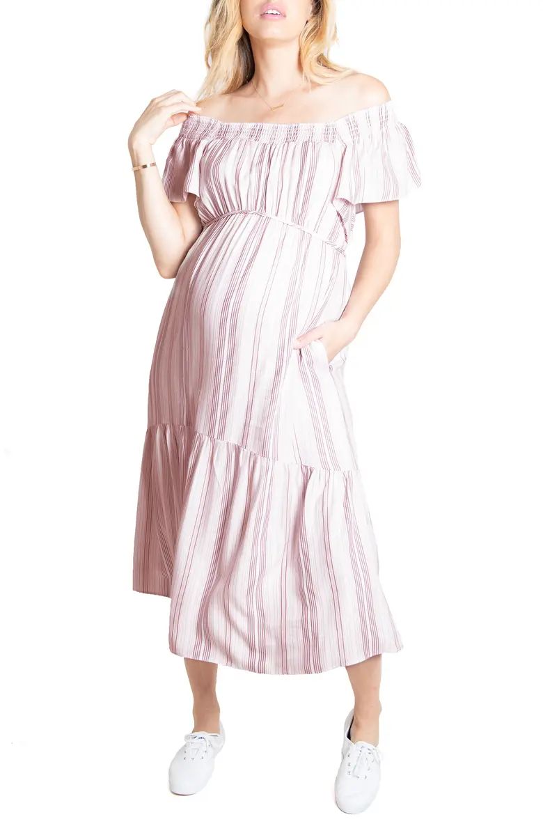 Flutter Sleeve Maternity Midi Dress | Nordstrom