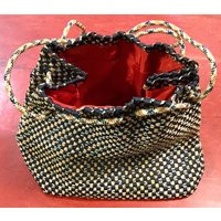 Black Purse-Handbag-Pocketbook-Pouch/Woven Ribbon/Corde Style/Drawstring/Small/Handmade/Vintage 1940-1950S | Etsy (US)