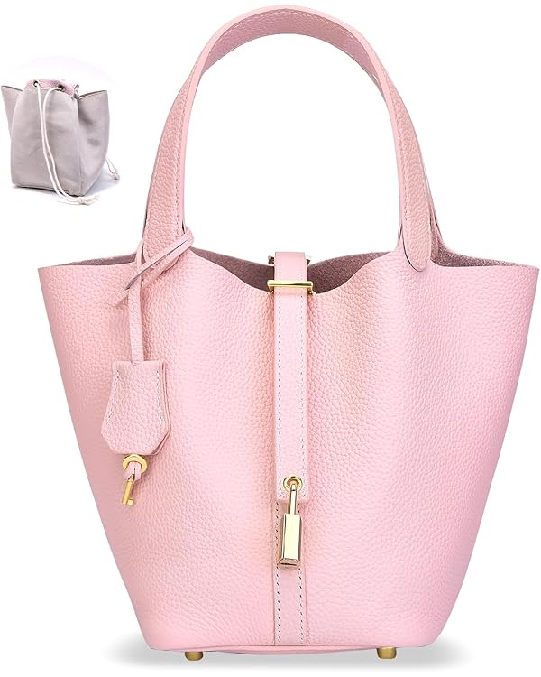 Designer Leather Bucket Bags for Women: Trendy Genuine Leather Tote Purses - Luxury Satchel Top-H... | Amazon (US)