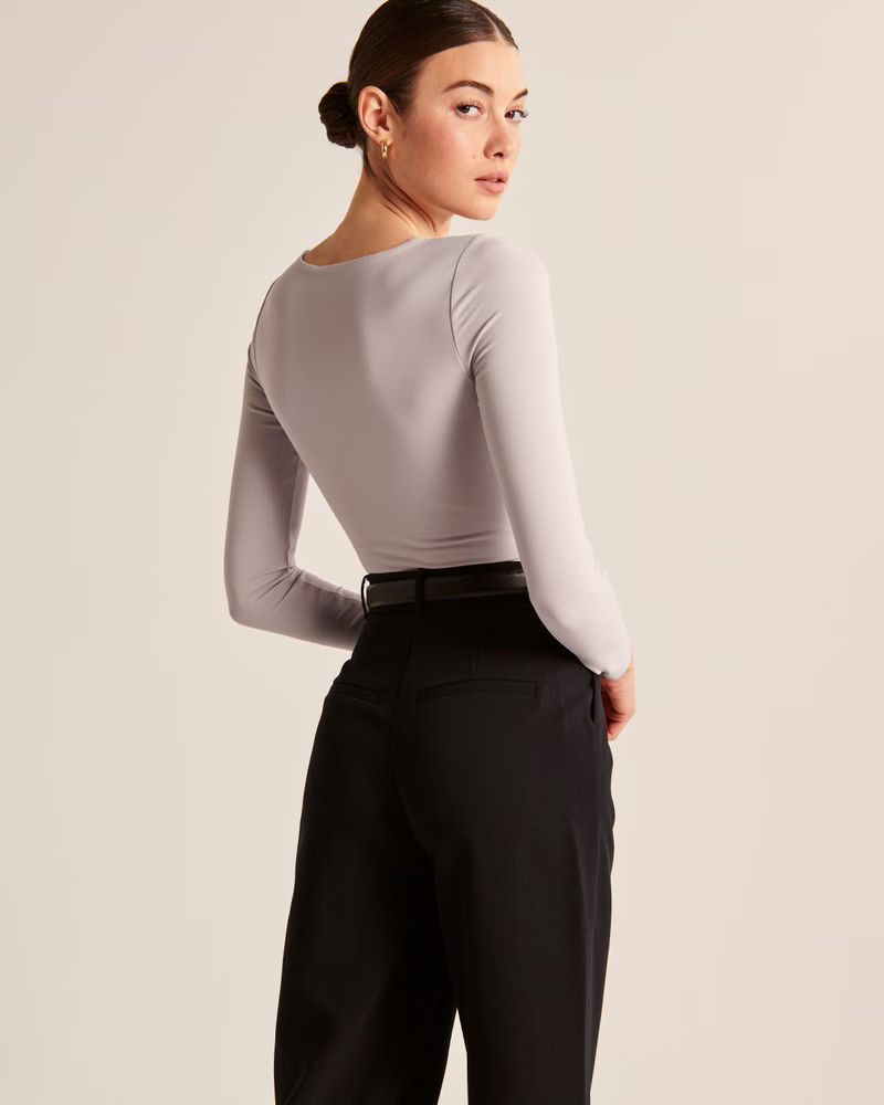 Long-Sleeve Seamless Fabric Soft Squareneck Bodysuit | Abercrombie & Fitch (US)