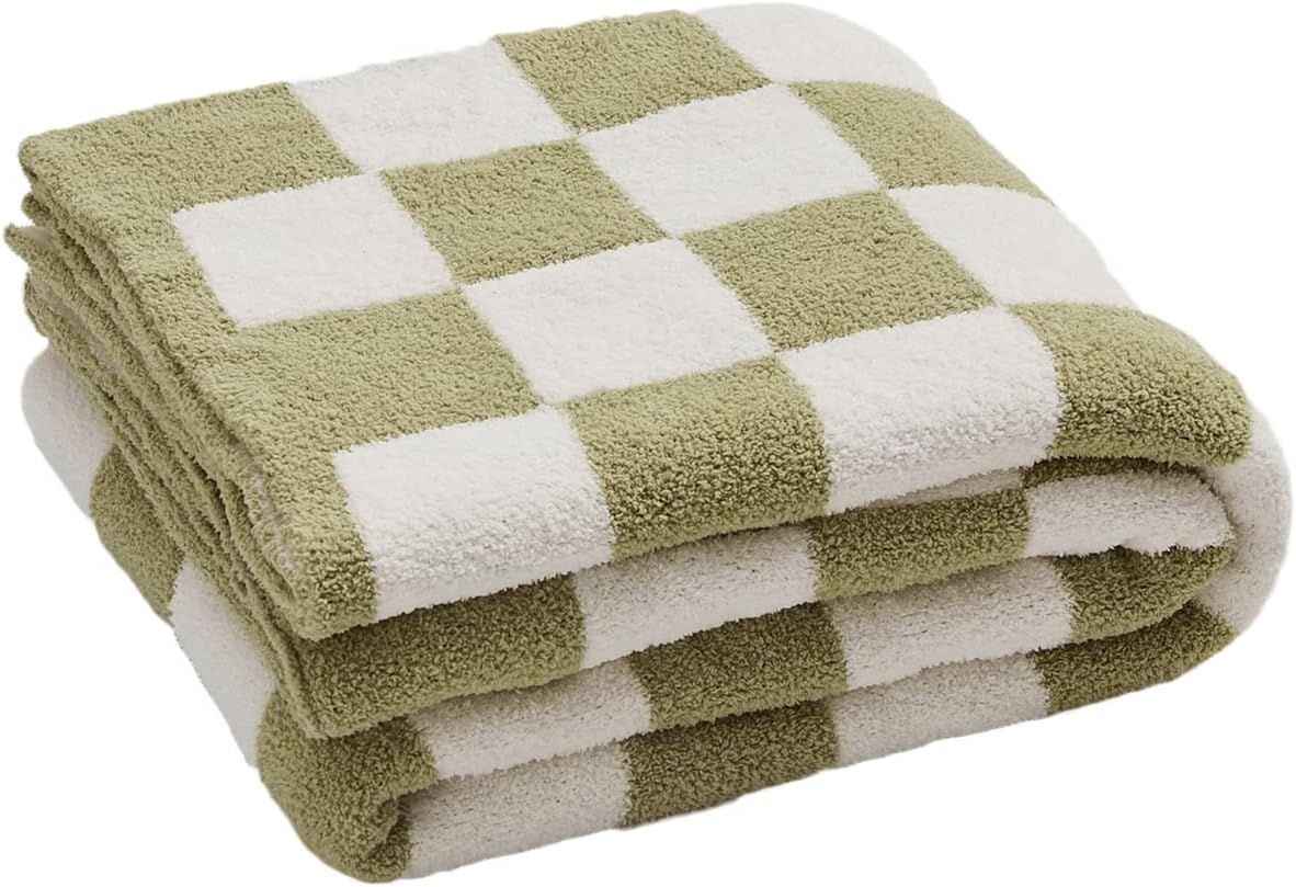 XPKWS Throw Blankets Checkerboard Gingham Warm Cozy Microfiber Reversible for Home Decor Bed Couc... | Amazon (US)