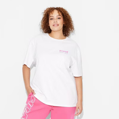 Adult Poppi Ultimate Serve Short Sleeve Graphic T-Shirt - White 1X: Cotton Jersey, Crew Neck, Below Hip Length, Plus Size | Target