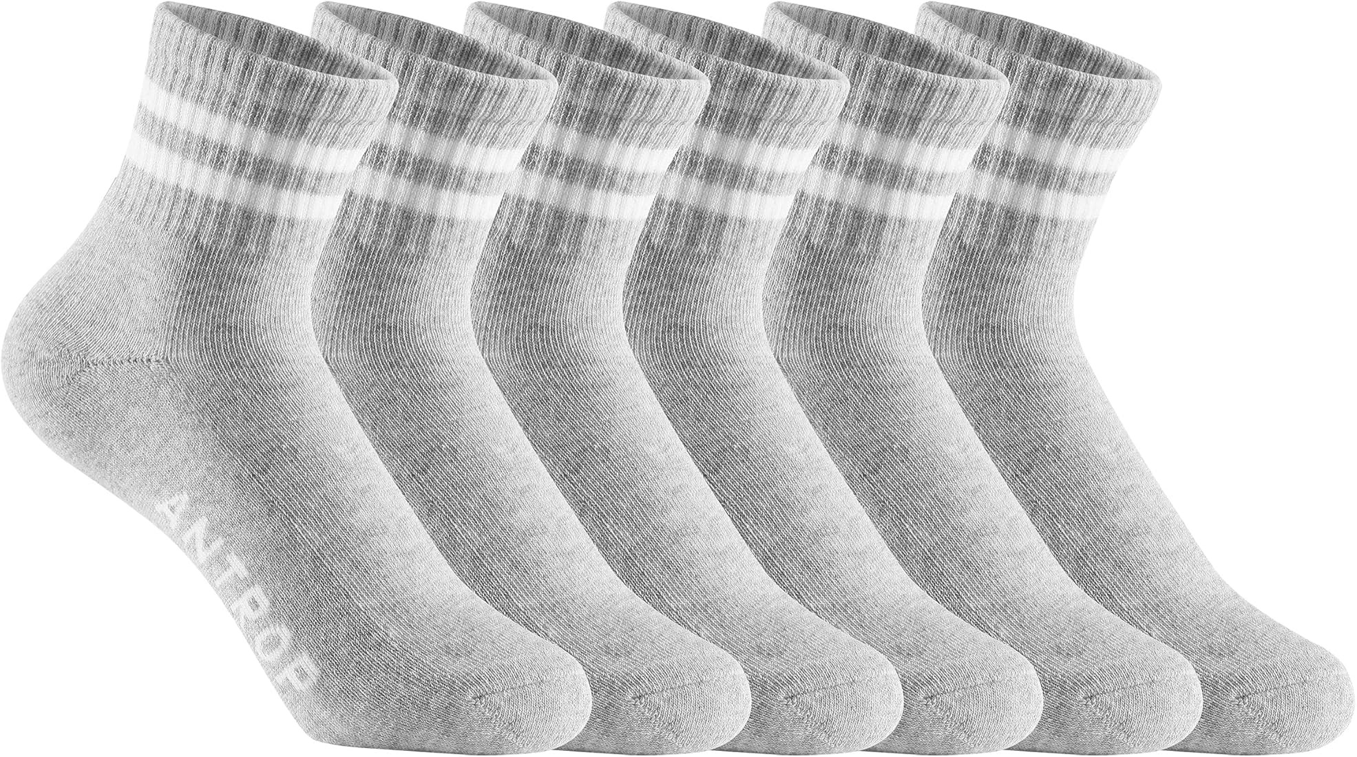 Antrop WoMen Quarter Crew Cotton Heel Tab Athletic Running Cushion Socks (6 Pairs) | Amazon (US)