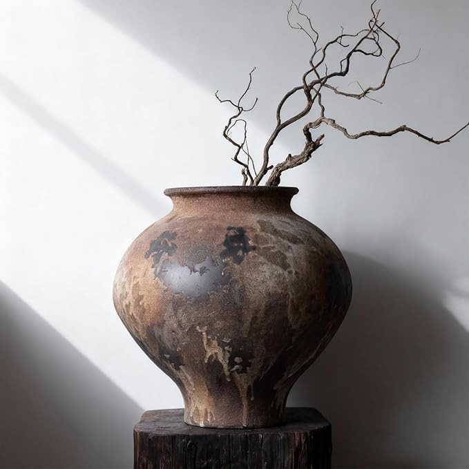 Wabi Sabi Vase 11in, Rustic Ceramic Vase Large, Brown Ceramic Vase, Rustic Vases for Decor Table ... | Amazon (US)