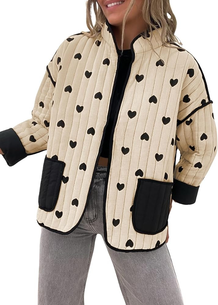 Omoone Women's Cropped Quilted Jacket Floral Printed LightWeight Padded Puffer Cardigan Coat Outw... | Amazon (US)