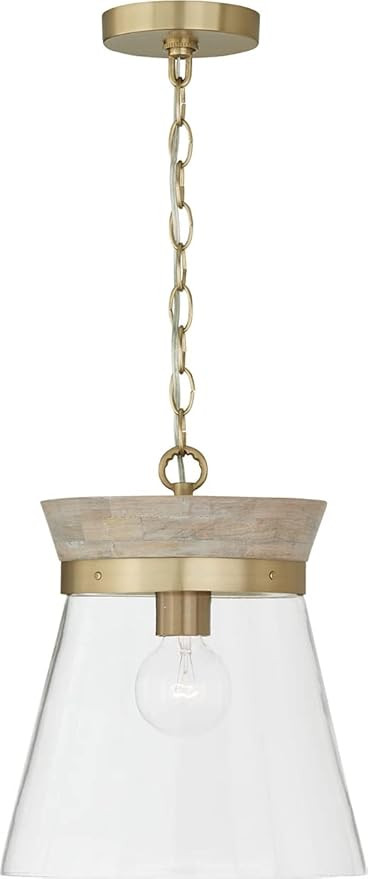 Capital Lighting 347311KR Finn Modern Bohemian Handcrafted Mango Wood Clear Glass Cone Pendant Ce... | Amazon (US)