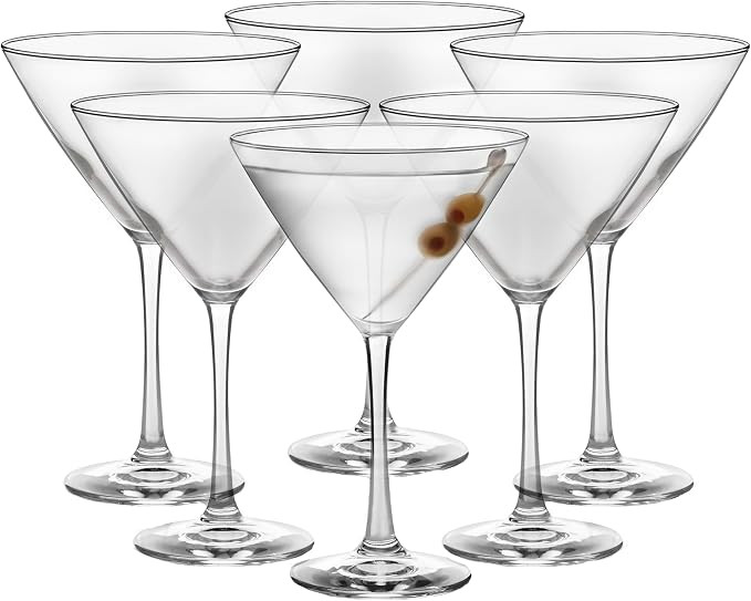 Libbey Vina Glassware Set, Classic, Triangular Martini Glasses Set of 6 for Martinis, Cocktails, ... | Amazon (US)