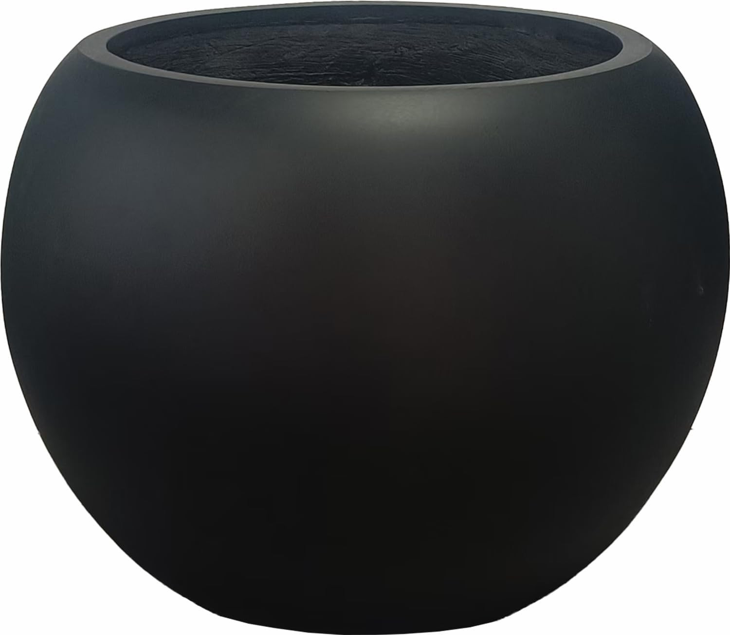 13.5 H x 17" Dia (12" Pot Opening) Round Fiberstone Planter with Drainage Hole, Black, Indoor/Out... | Amazon (US)