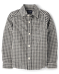 Boys Dad And Me Print Poplin Button Up Shirt - black | The Children's Place