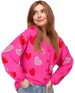 Twistover Valentines Day Heart Sweater Sequins Embroidery Love Heart Cardigan Sweater Knit Lightw... | Amazon (US)