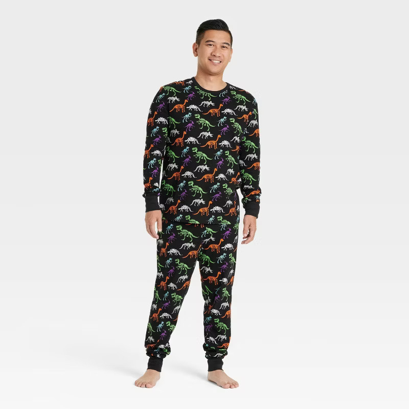 Men's Halloween Dino Skeletons Family Pajama Set - Hyde & EEK! Boutique™ Black L | Target