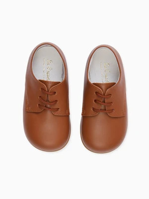 Tan Leather Toddler Inglesito Ceremony Shoes | La Coqueta (US)