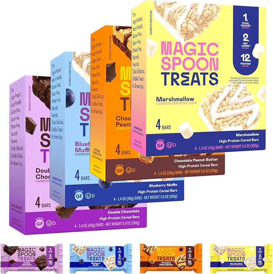 MAGIC SPOON Treats - High Protein Bars, Low Carb, Keto Friendly, 1g of Sugar, Gluten Free, Crispy... | Amazon (US)