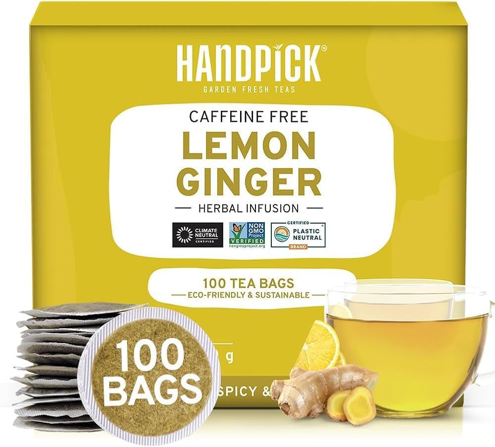 HANDPICK, Lemon and Ginger Tea Bags Made With Whole Leaves | Ingredients - Lemongrass, Licorice, ... | Amazon (UK)