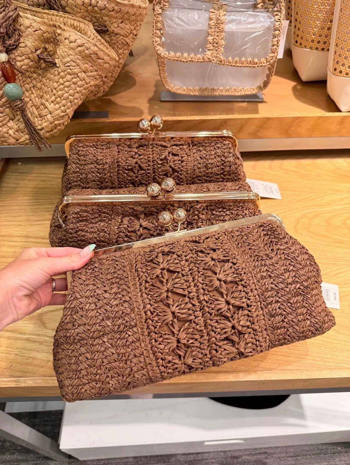 Straw Kiss Lock Clutch Bag - A New Day™ brown 

This straw kiss lock clutch from @Target is SO cute and it’s on sale for $24 (reg $30) 🤎🌸 the gold kiss lock closure, the woven straw texture, the little strap — she is giving vintage summer bag energy for under $25 and I am OBSESSED 😍 trending and new at Target so grab it before it’s gone — only 1 left at my store! 

#LTKitbag #LTKfindsunder50 #LTKstyletip #targetfinds #targetfashion #targetstyle #strawbag #kisslockbag #summerbag #summeraccessories #targetdoesitagain #affordablefashion #bagobsessed #clutchbag #anewday #targethaul #outfitinspo #summervibes #strawclutch #vintagevibes #targetbag #fashionfinds #accessoriesoftheday