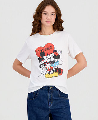 Juniors' Mickey & Minnie Valentine's Day Graphic T-Shirt | Macy's
