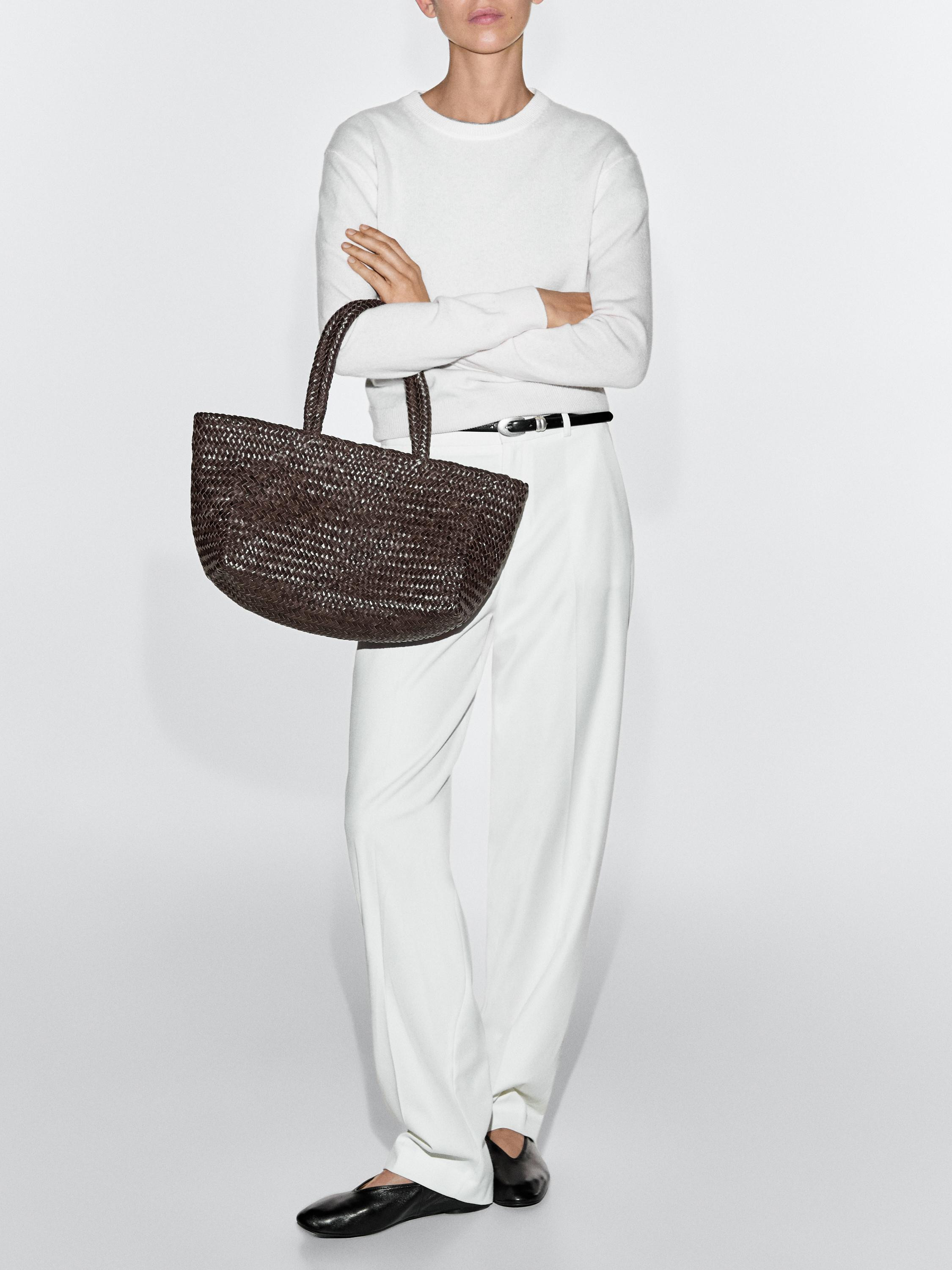 Mid-sized braided tote bag | Massimo Dutti UK