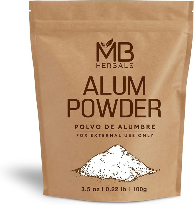 MB Herbals Alum Powder 100 Gram (3.5 oz) | Deodorant | After Shave | Leather Fabric and Paper Mordant | External Use Only | Amazon (US)